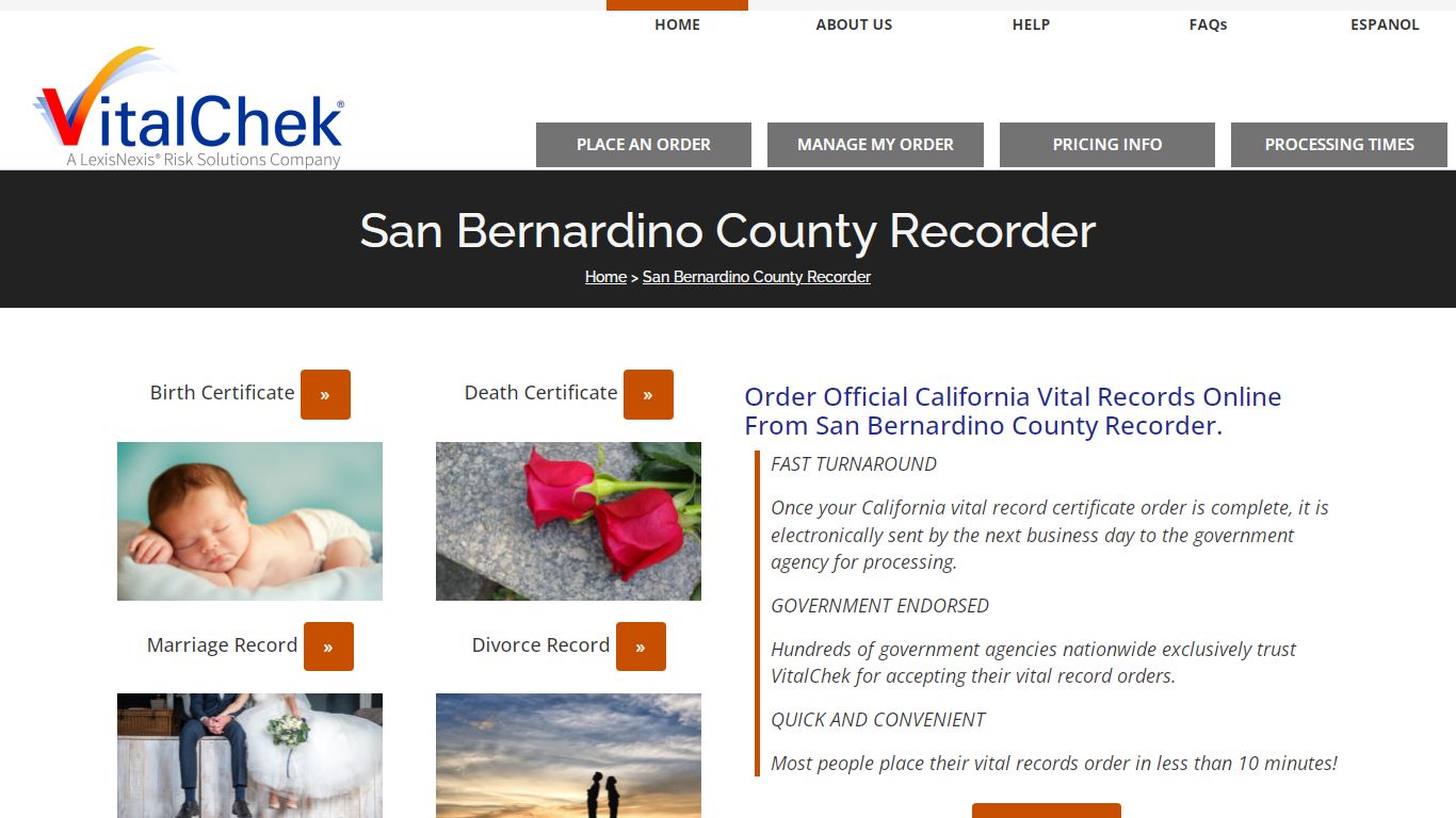 San Bernardino County (CA) Vital Records - VitalChek