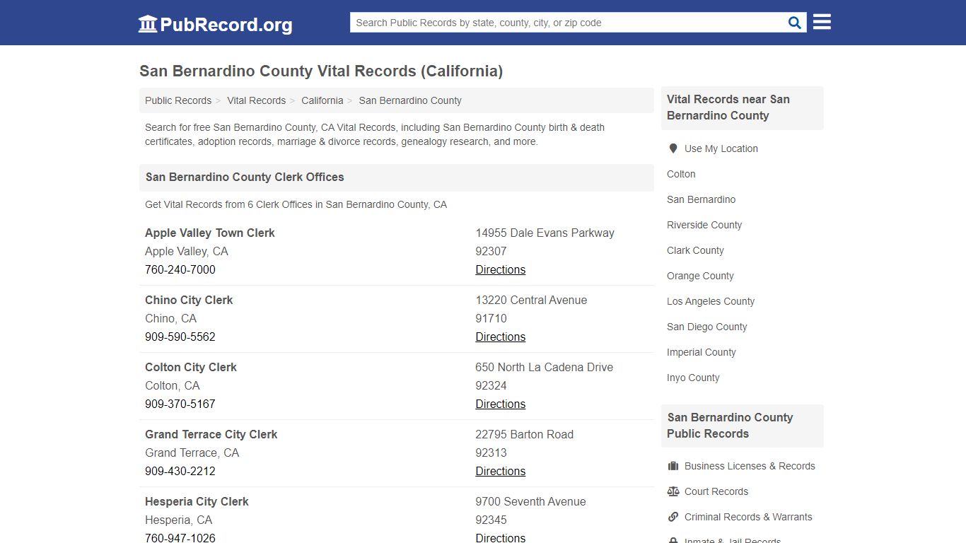 San Bernardino County Vital Records (California)